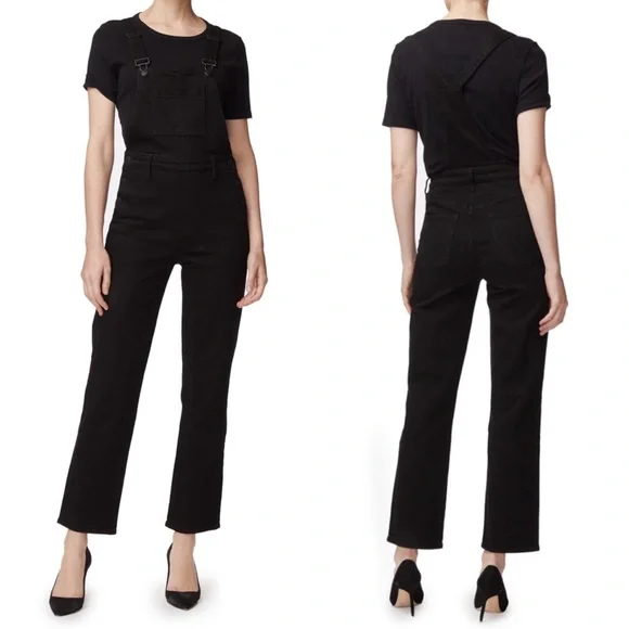 J BRAND JULES OVERALLS JEAN DUNGAREES BLACK BOYFRIEND STRAIGHT LEG RETRO DENIM M - Picture 4 of 16